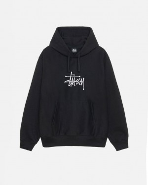 Stussy Basic Applique Hoodie - Unisex Hoodies Černé | QCZUV23350