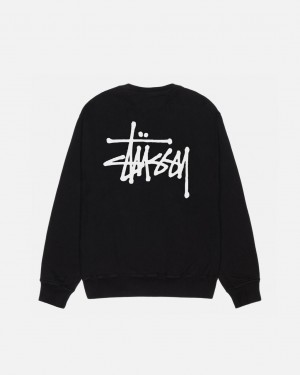 Stussy Basic Stussy Crew Pigment Dyed - Unisex Hoodies Černé | DCZKV37338