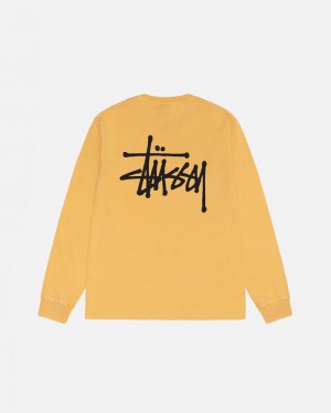 Stussy Basic Stussy LS Tee Pigment Dyed - Unisex Longsleeve Oranžové | UCZND99658