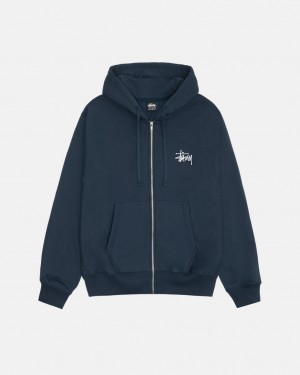 Stussy Basic Stussy Zip Hoodie - Unisex Hoodies Tmavě Blankyt | ZCZNQ27971