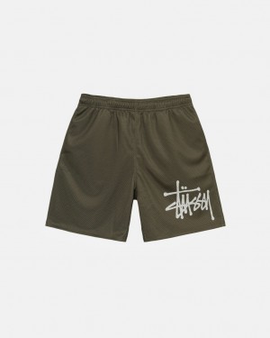 Stussy Big Basic Mesh Krátké - Men&s Shorts Trunks Olivy Zelené | GCZUC91856