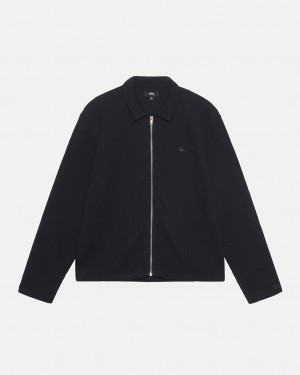 Stussy Big Thermal Zip Shirt - Unisex Tops Černé | QCZWA11837