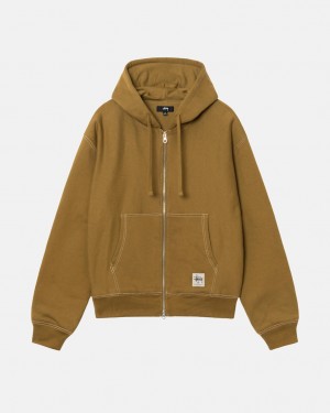 Stussy Double Face Label Zip Hoodie - Unisex Hoodies Olivy Zelené | PCZQX99440