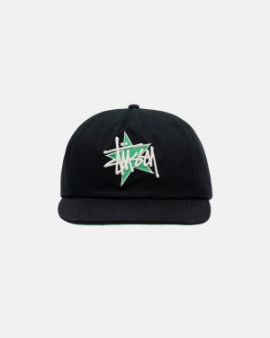 Stussy Mid-Depth Basic Star Strapback - Unisex Černé | GCZEC88466