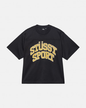 Stussy Sportovní Mesh Football Jersey - Unisex Sweaters Knits Černé | UCZND58830