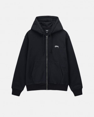 Stussy Stock Logo Zip Hoodie - Unisex Hoodies Černé | CZJBT52500