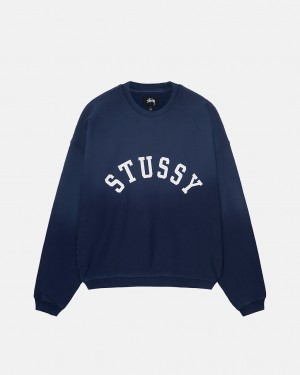 Stussy Sun Faded Oversized Crew - Unisex Hoodies Tmavě Blankyt | BCZSO33338