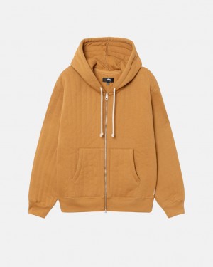 Stussy Vertical Prošívaný Zip Hoodie - Unisex Hoodies Hnědé | FCZUI50603