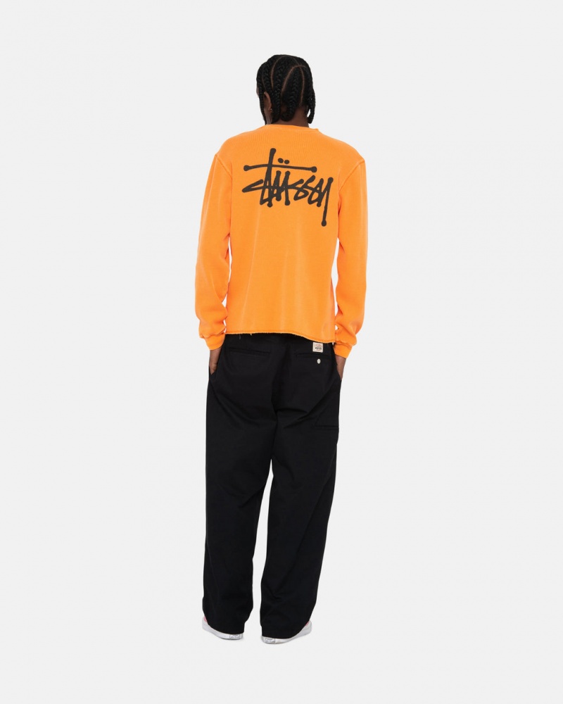 Stussy Basic Stock Ls Thermal - Mens Long Sleeve Knit Meruňka | CZXBR82680