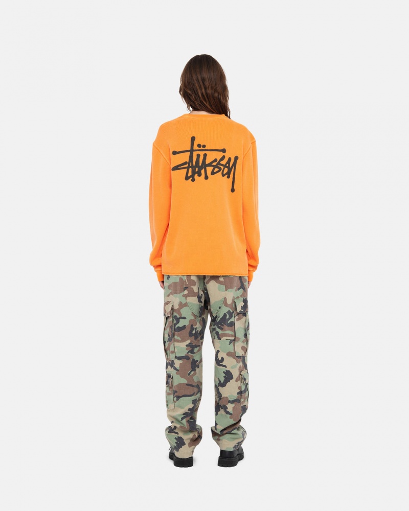 Stussy Basic Stock Ls Thermal - Mens Long Sleeve Knit Meruňka | CZXBR82680