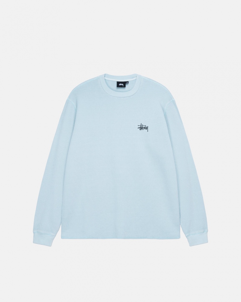 Stussy Basic Stock Ls Thermal - Mens Long Sleeve Knit Světle Blankyt | GCZEC17800