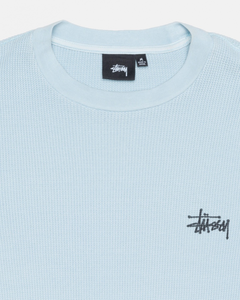 Stussy Basic Stock Ls Thermal - Mens Long Sleeve Knit Světle Blankyt | GCZEC17800