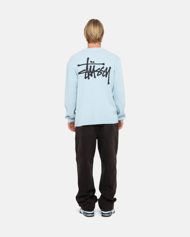 Stussy Basic Stock Ls Thermal - Mens Long Sleeve Knit Světle Blankyt | GCZEC17800