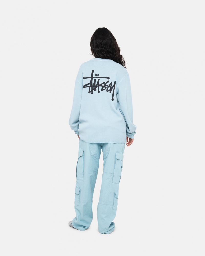 Stussy Basic Stock Ls Thermal - Mens Long Sleeve Knit Světle Blankyt | GCZEC17800