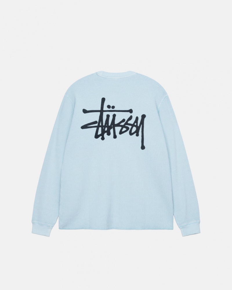 Stussy Basic Stock Ls Thermal - Mens Long Sleeve Knit Světle Blankyt | GCZEC17800