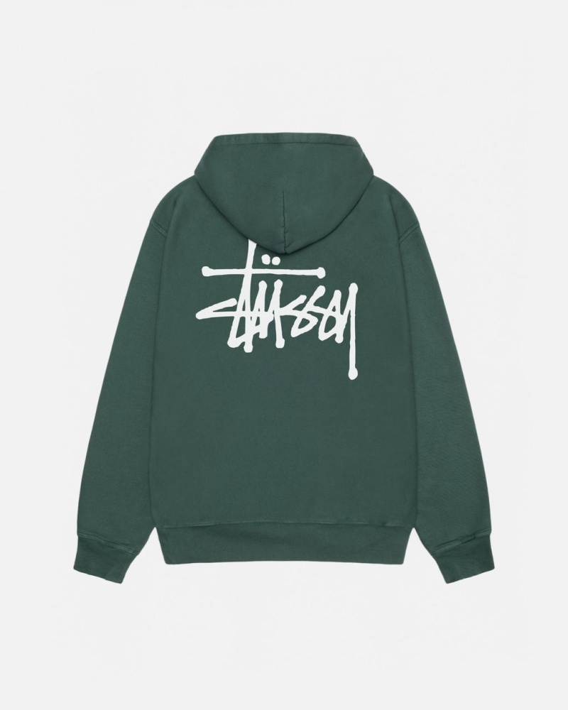 Stussy Basic Stussy Hoodie Pigment Dyed - Unisex Hoodies Zelene | ACZDF50481