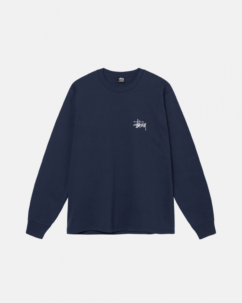 Stussy Basic Stussy LS Tee - Mens Tees Tmavě Blankyt | CZQCS14473