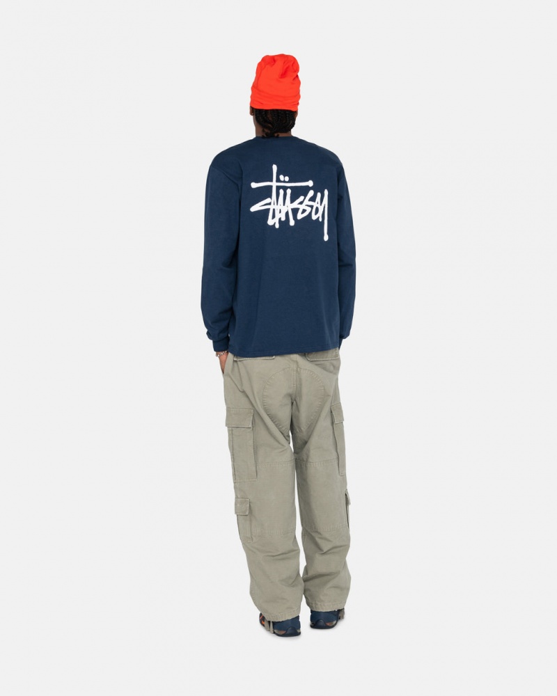 Stussy Basic Stussy LS Tee - Mens Tees Tmavě Blankyt | CZQCS14473