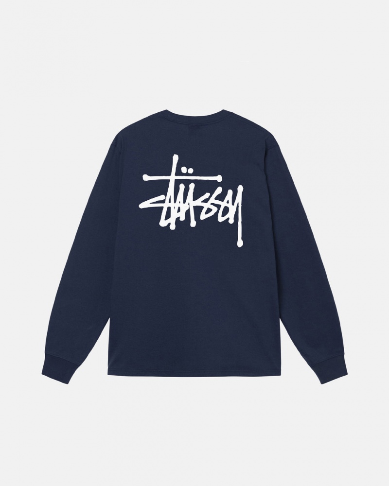 Stussy Basic Stussy LS Tee - Mens Tees Tmavě Blankyt | CZQCS14473