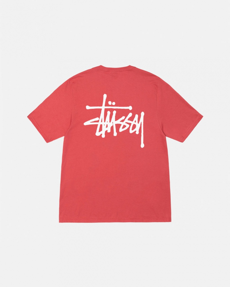 Stussy Basic Stussy Tee - Mens Krátké Sleeve T-Shirt Červené | CZICD91853