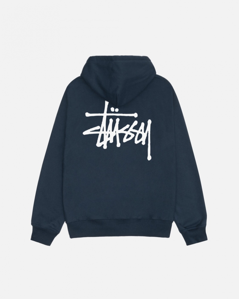 Stussy Basic Stussy Zip Hoodie - Unisex Hoodies Tmavě Blankyt | ZCZNQ27971