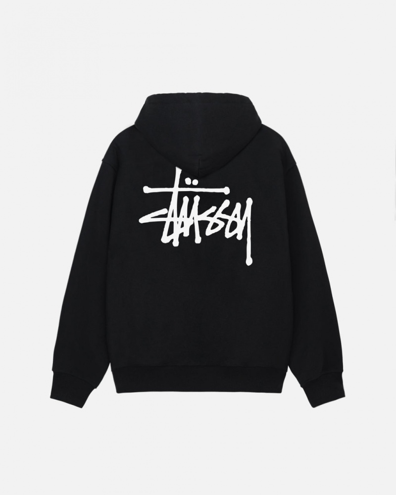 Stussy Basic Stussy Zip Hoodie - Unisex Hoodies Černé | CZICD82906