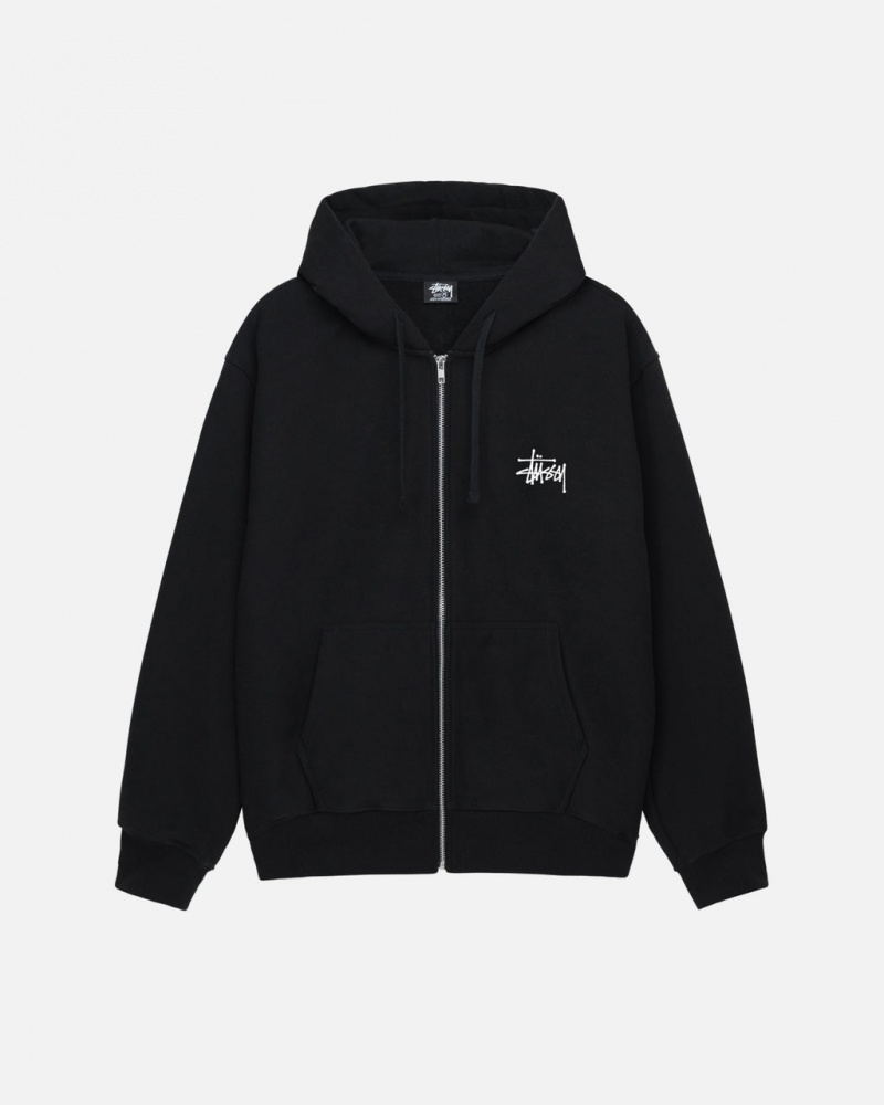 Stussy Basic Stussy Zip Hoodie - Unisex Hoodies Černé | CZICD82906