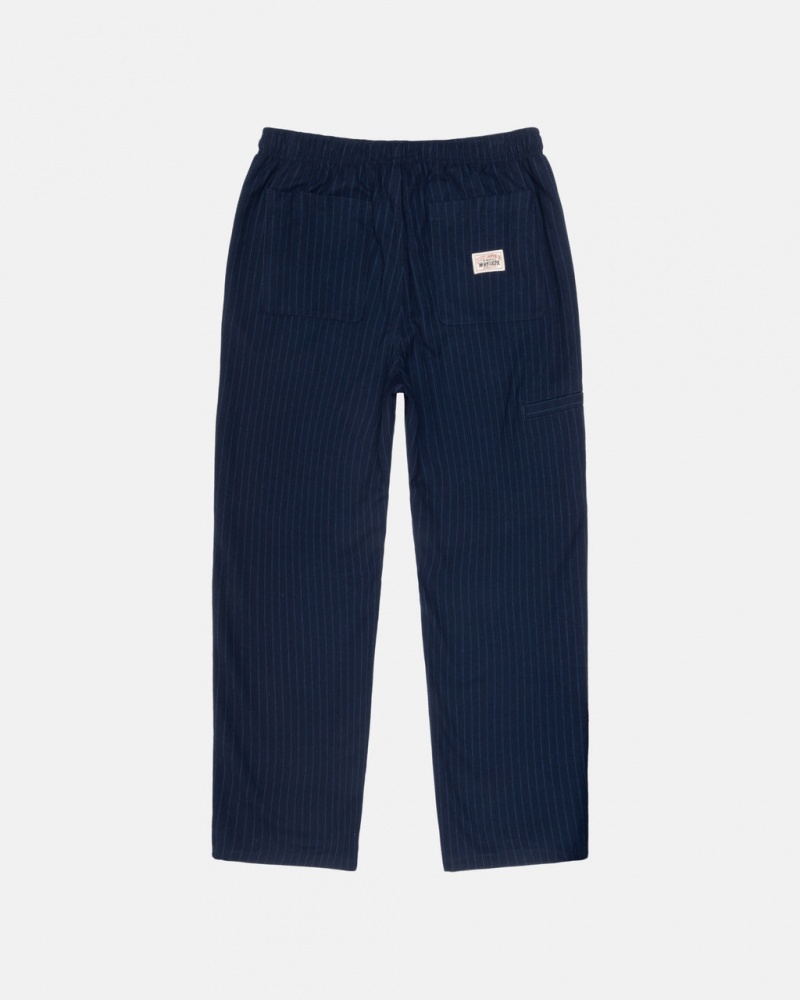 Stussy Beach Pant Vlna Stripe - Unisex Pants Tmavě Blankyt | ECZVG82324