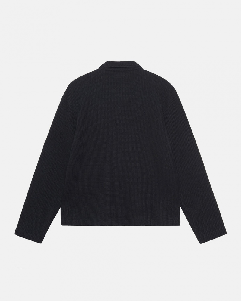 Stussy Big Thermal Zip Shirt - Unisex Tops Shirts Černé | YCZVQ47131