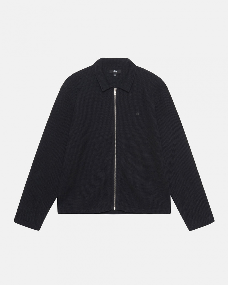 Stussy Big Thermal Zip Shirt - Unisex Tops Shirts Černé | YCZVQ47131