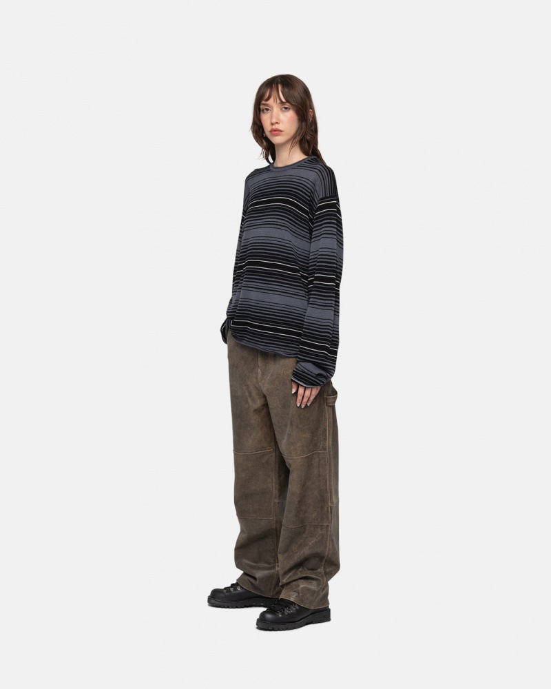 Stussy Horizontal Stripe Svetrové - Unisex Sweaters Knits Šedé | PCZQX66805