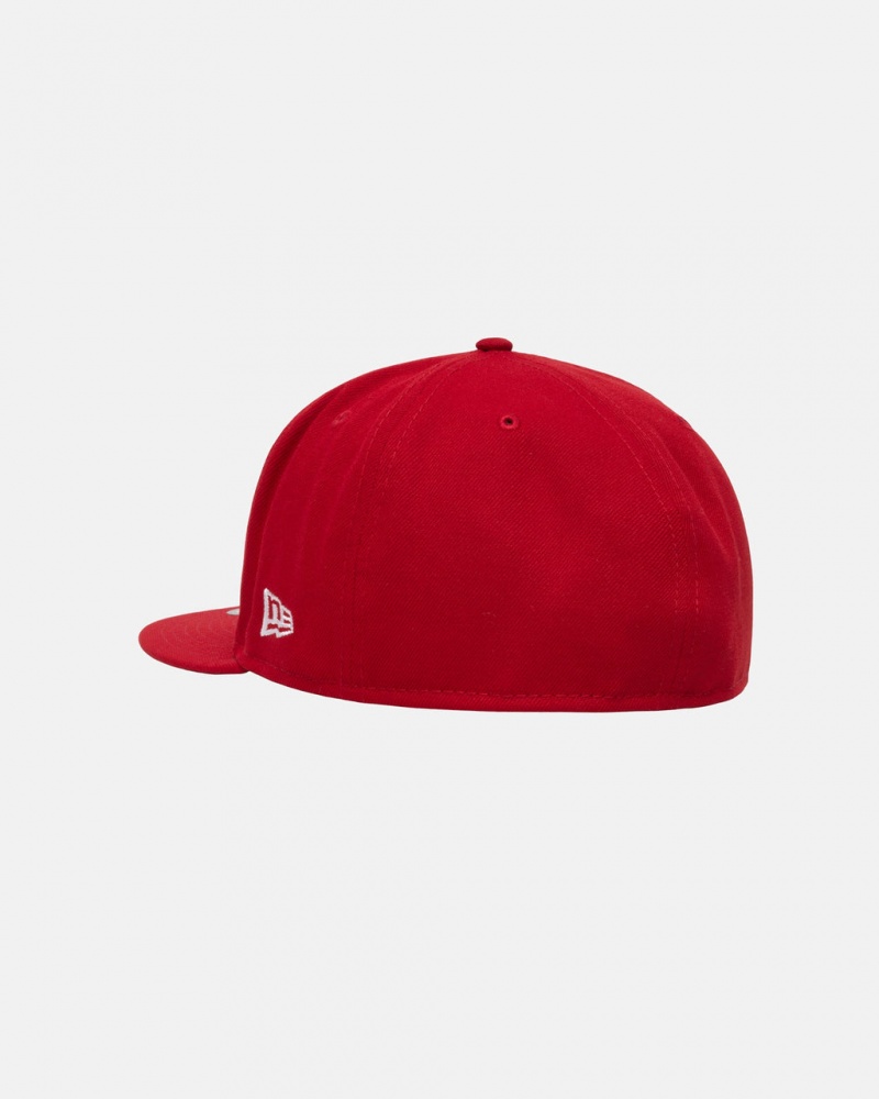 Stussy New Era 59Fifty Curly S - Unisex Červené | ACZWC96864