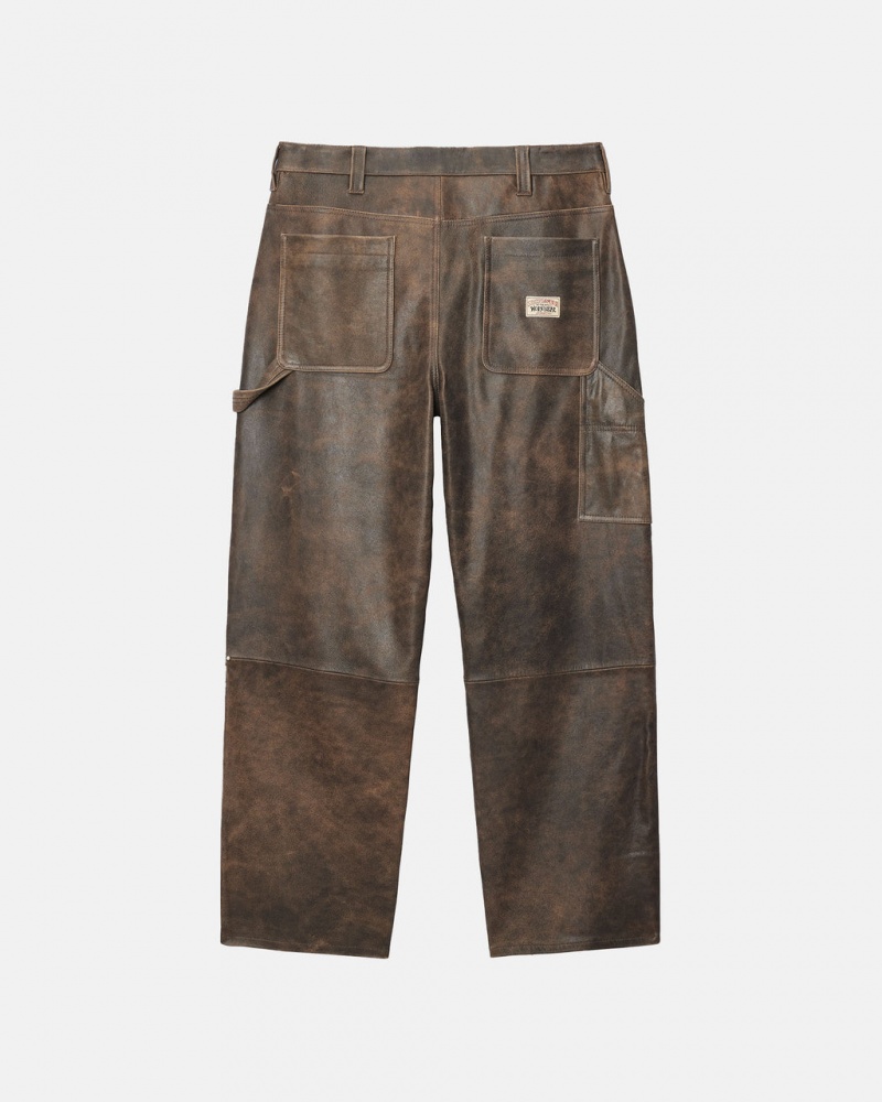 Stussy Pracovní Pant Distressed Læder - Unisex Jeans Pants Hnědé | FCZHY88055