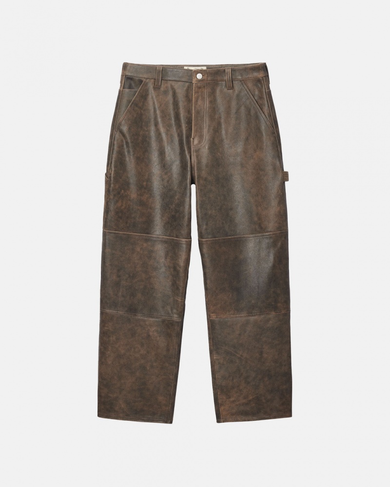 Stussy Pracovní Pant Distressed Læder - Unisex Jeans Pants Hnědé | FCZHY88055