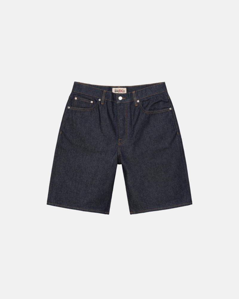 Stussy Raw Denim Big Ol& Shorts - Men&s Shorts Trunks Černé | CZJZR58573