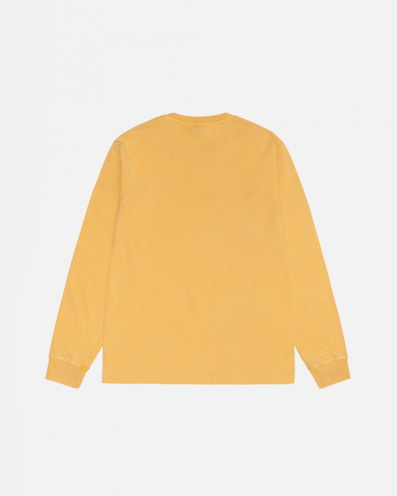 Stussy Small Stock LS Tee Pigment Dyed - Unisex Longsleeve Oranžové | PCZQX42745