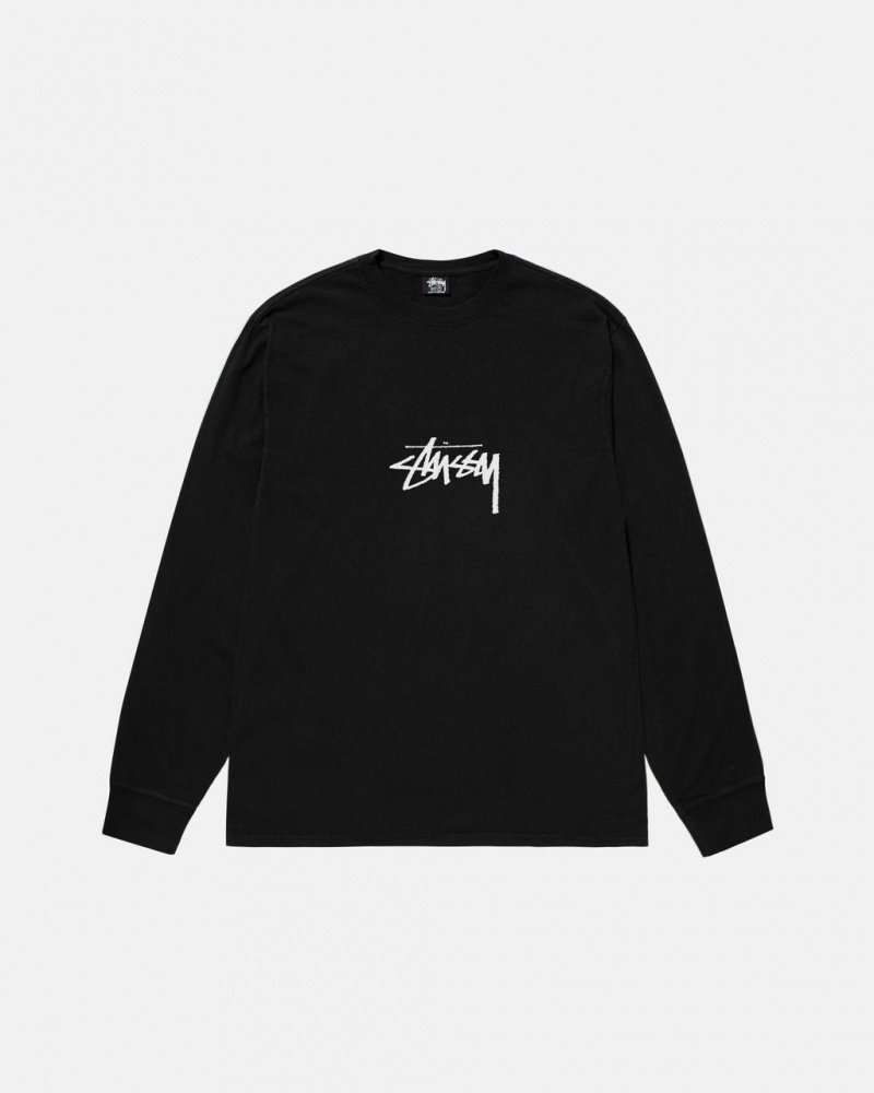 Stussy Small Stock LS Tee Pigment Dyed - Unisex Longsleeve Černé | MCZHR28549