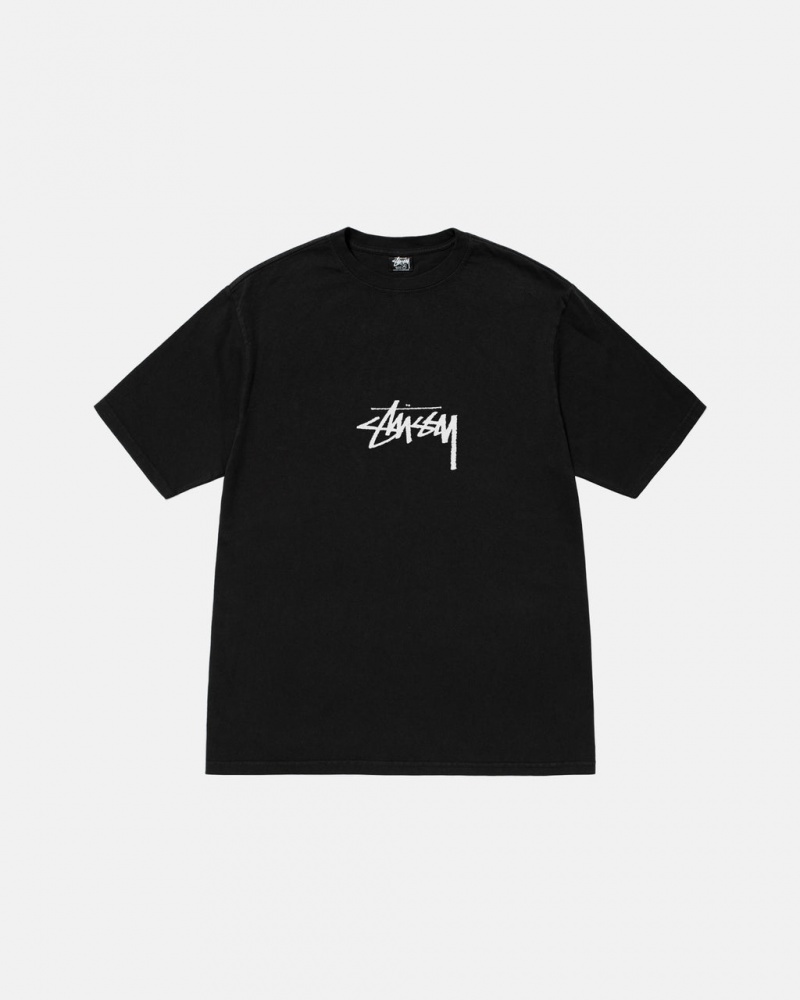 Stussy Small Stock Tee Pigment Dyed - Unisex Shortsleeve Černé | YCZGT10692