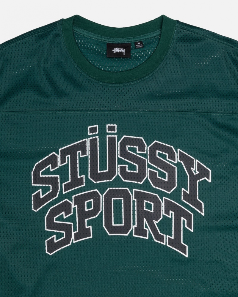 Stussy Sportovní Mesh Football Jersey - Unisex Sweaters Knits Zelene | CZICD45923