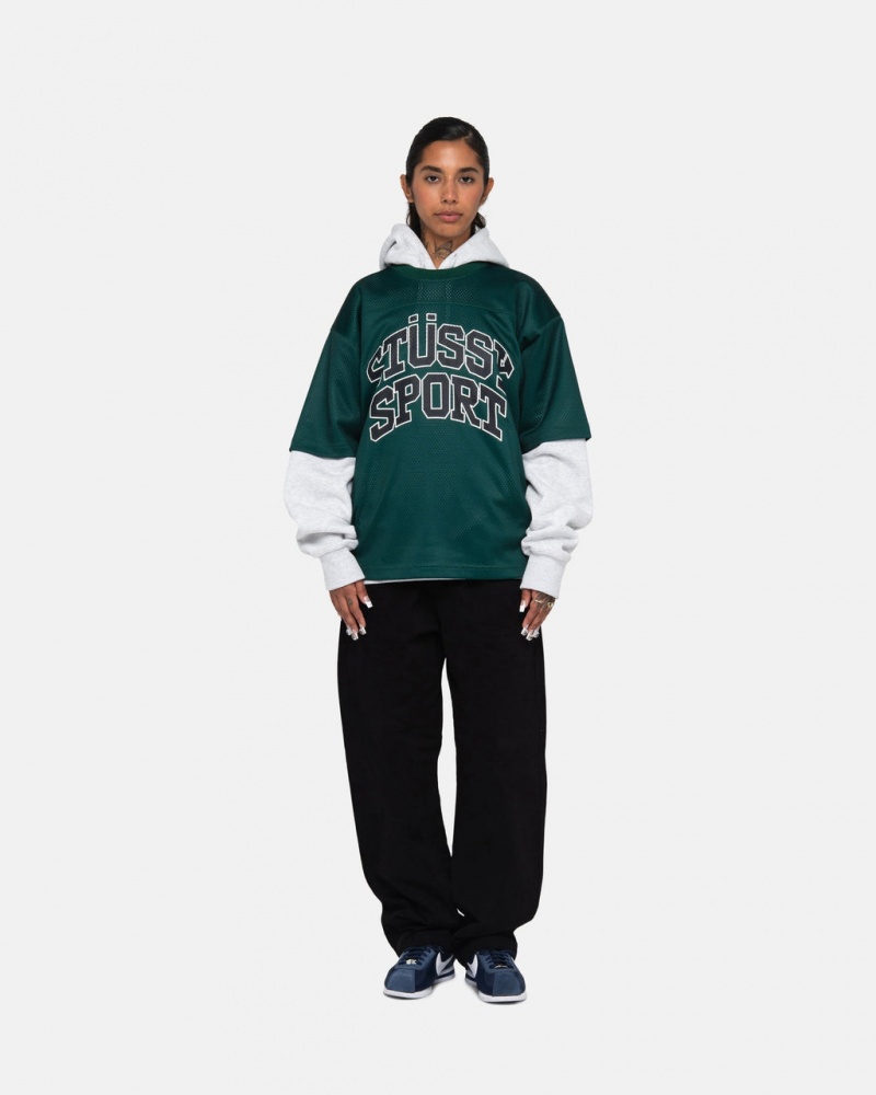 Stussy Sportovní Mesh Football Jersey - Unisex Sweaters Knits Zelene | CZICD45923