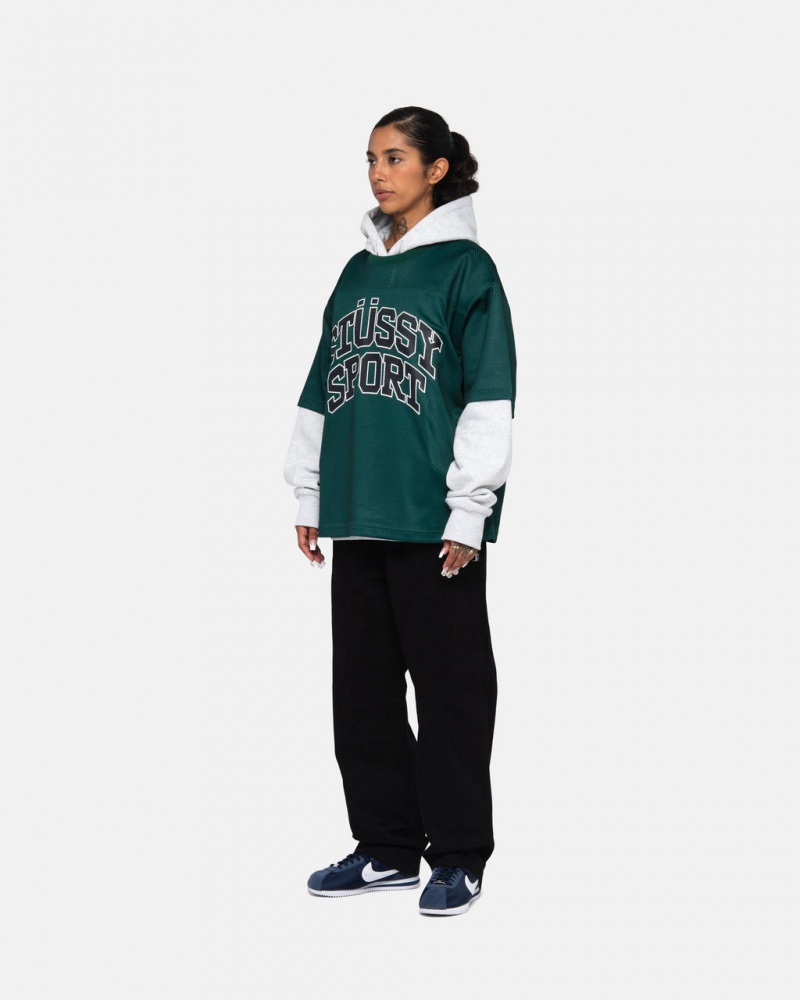 Stussy Sportovní Mesh Football Jersey - Unisex Sweaters Knits Zelene | CZICD45923