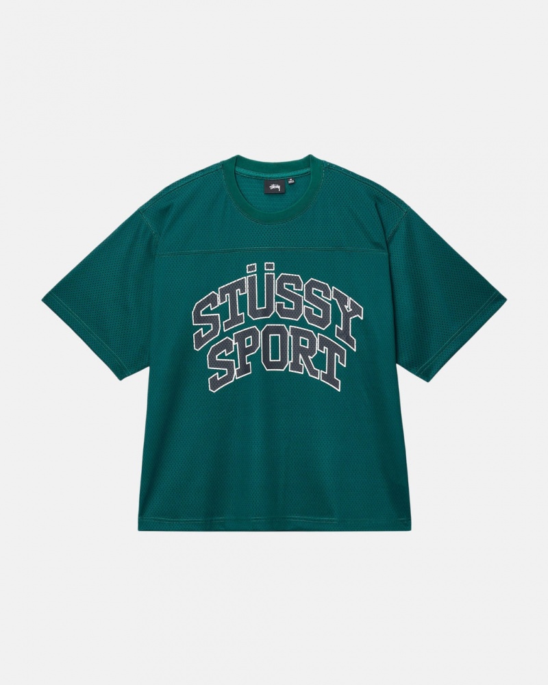 Stussy Sportovní Mesh Football Jersey - Unisex Sweaters Knits Zelene | CZICD45923