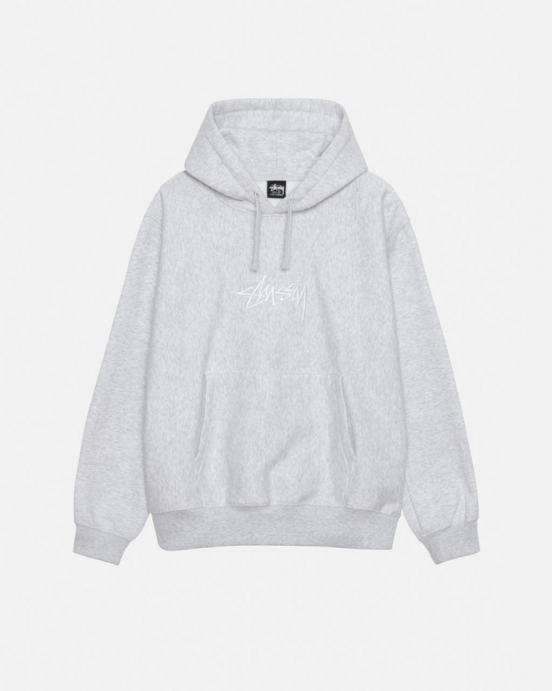 Stussy Stock Logo Applique Hoodie - Unisex Hoodies Šedé Bílé | CZDYB17718