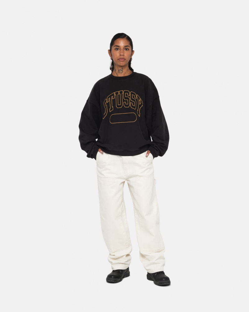 Stussy Varsity Oversized Crew - Unisex Hoodies Černé | ZCZNQ98561