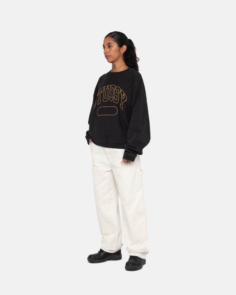 Stussy Varsity Oversized Crew - Unisex Hoodies Černé | ZCZNQ98561